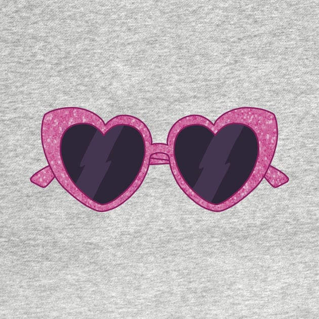 sparkling pink purple heart shaped sunglasses aesthetic dollette coquette by maoudraw